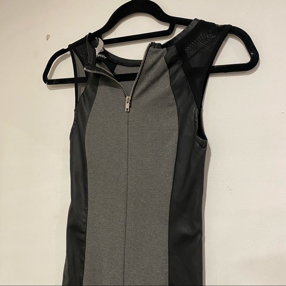 Grey/Black Mini Dress with mesh sleeves - Picture 2 of 5